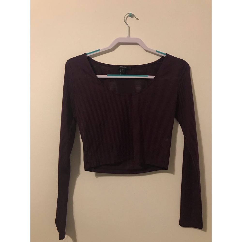 Burgundy striped crop top